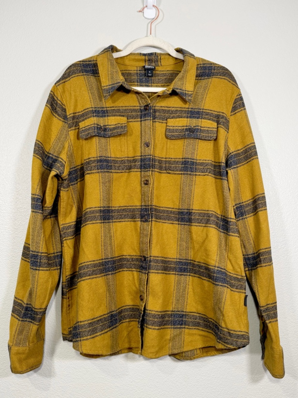 Patagonia Shirt Plaid Flannel Button Down Outdoor Yellow Long Sleeve Warm Men XL